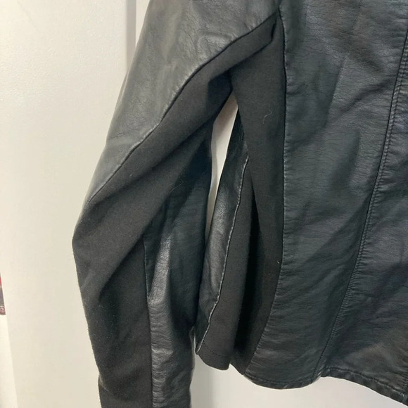 DCASUAL Sz XL Fabric & Vegan Leather Bodice  Open Jacket - Picture 3 of 6